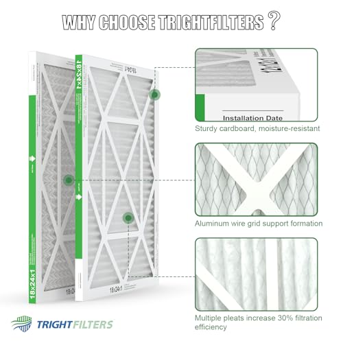 Image of TRIGHTFILTERS 18x24x1 Air Filter 4 Pack, MERV 8 Pleated HVAC Furnace Filter