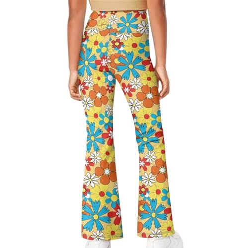 Girls Flare Leggings High Waisted Yoga Pants Bootcut Dance Casual Stretchy Bell Bottoms Athletic Leggings for 5-14Y4