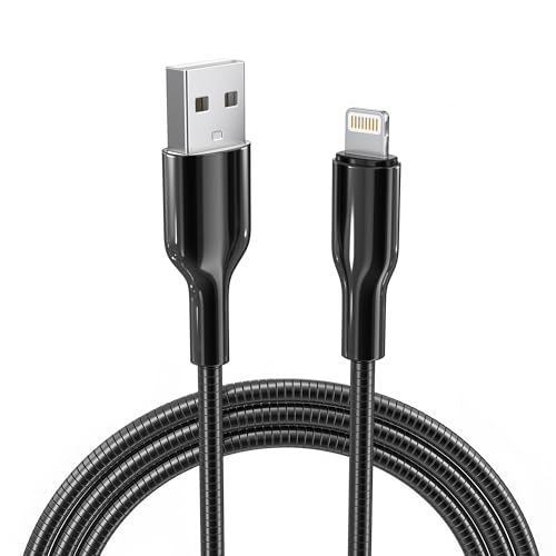 6FT MFi Certified Cat & Dog Proof iPhone Charger Cord - Metal Braided Lightning Cable with 3A Fast...