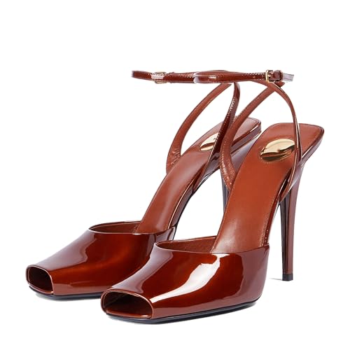 Arqa Stiletto High Heel Sandals for Women Covered Adjustable Ankle Strap Peep Toe Sandal Office Party Dressy Pumps Sexy Elegant Wedding Open Toe Shoes