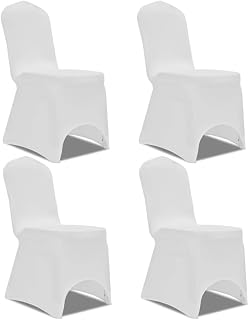 NQJIBUE Funda elástica para silla, 4 piezas, color blanco, decoración, fundas