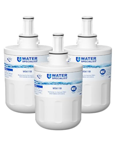 Waterspecialist DA29-00003G Refrigerator Water Filter, Replacement for DA29-00003G, DA29-00003B, Aqua-Pure Plus, RSG257AARS, RFG237AARS, HAFCU1, RS22HDHPNSR, WSS-1, 3 Filters