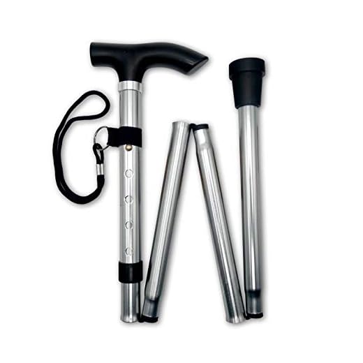 Life Healthcare Folding Walking Stick, Adjustable Aluminium Cane, Silver