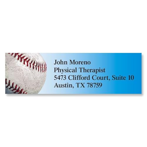 Baseball Return Address Labels 240-Pack 2"x5/8