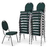 MACOShopde by MACO Möbel Raburg Stapelstuhl 20er-Set – Bankettstuhl gepolstert & stapelbar, bis 150 kg belastbar, robuster Stahlrahmen – Gastronomie, Hotel, Konferenz & Events | Vienna Silber/Grün
