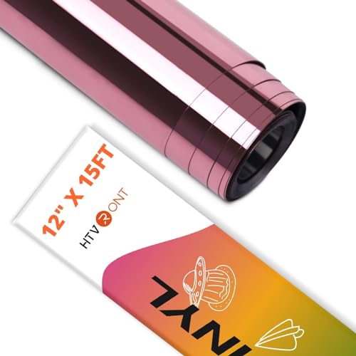 Image of HTVRONT Rose Gold Metallic Permanent Vinyl - 12 inch x 15FT Rose Gold Permanent Adhesive Vinyl for All Cutting Machine - Easy to Cut & Weed