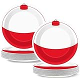 CHUNNIN 50 PCS Gone Fishing Party Plates for Fishing Themed Party Decoration 7 Inches Bobber Birthday Paper...