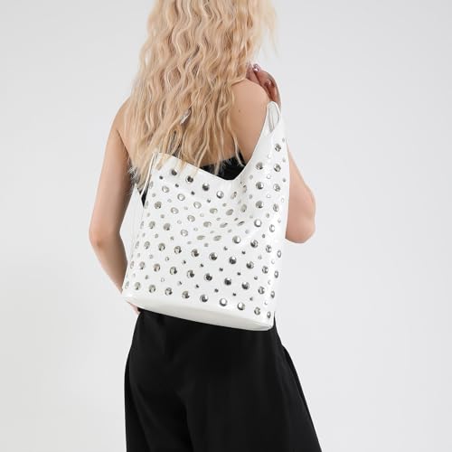 Studded Purse Faux Leather Tote Bag Y2K Hobo Bags Trendy Shoulder Bag 90s Punk Handbags2