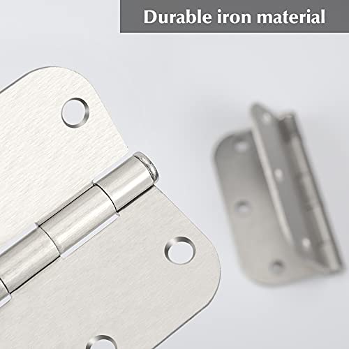 24 Pack Noise-Free Brushed Nickel Door Hinges Silver Door Hinges Satin Nickel 3.5Inch Brushed Nickel Interior Door Hinges With 5/8" Radius Corner Removable Pin #TOP2