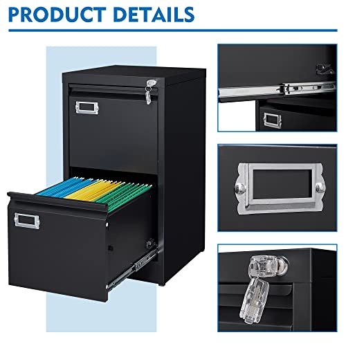 Bynsoe 2 Drawer File Cabinet With Lock Metal Vertical File Storage Cabinet Office Home Steel Vertical File Cabinet For A4 Legal/Letter Size Wide File Cabinet Locked,Assembly Required #TOP6