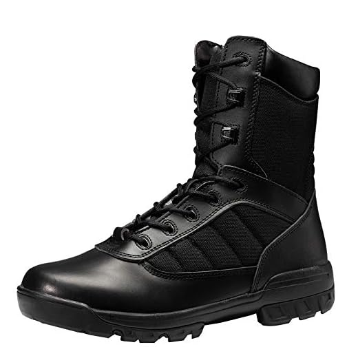 Thowi Botas táticas, botas militares superleves e respiráveis com zíper lateral para homens, pretas, Preto, 11.5