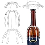 OLYCRAFT 4Pcs 4 Styles Rhinestone Wine Bottle Decoration Jewel Tassel Wine Bottle Veil Rhinestone Tassel 4.7 Inch Long Winebottles Pendant Winebottles Cork Charms for Party Bottle Wedding Wine Decor