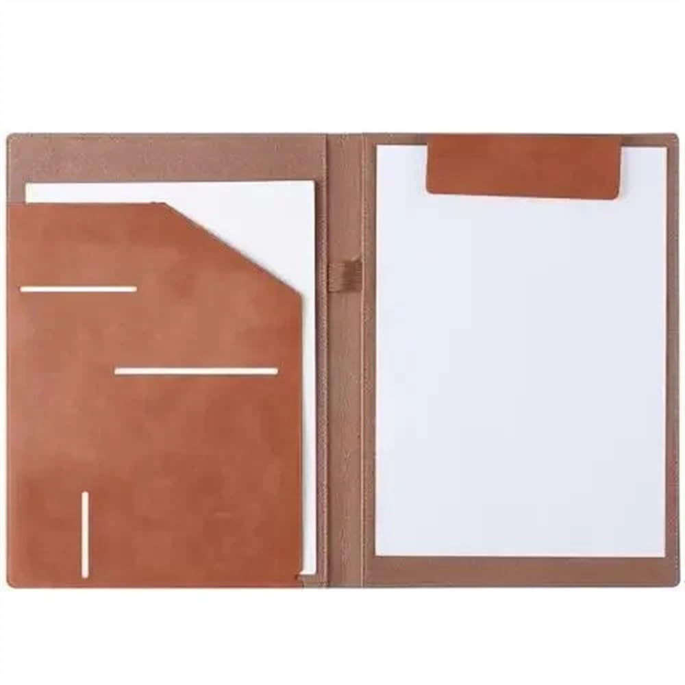 Carpeta Carpeta de Archivos Oficina Cuero A4 for Almacenamiento Documentos y facturas, Conveniente for Viajes Negocios, Notas Hotel, Listas tareas Pendientes Chaquetas de Archivo(Bruin)