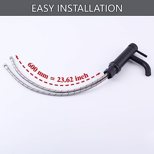 Woen-Flow Matte Black Bathroom Faucet Sink Faucets Vanity Vessel Faucet & Deck Plate 1 Or 3 Hole Washroom Taps Lavatory Faucet Stainless Steel Cupc Certified Single Hole Handle #TOP4