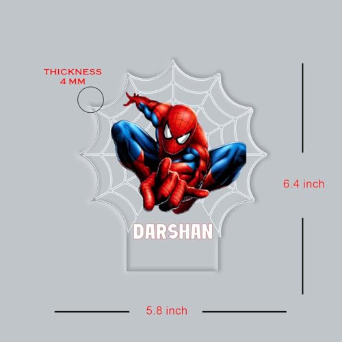 Image of Customized Spiderman LED Name Lamp | 3D Illusion Nightlight Superhero Themed Bedside Table Lamp for Children's Bedroom Gift for Boys & Marvel Fans | Warm White Light