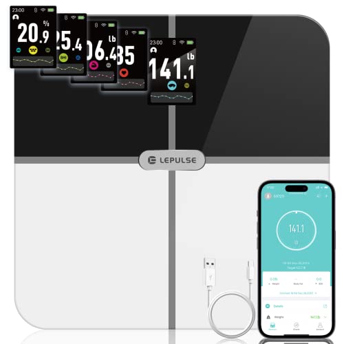 Scales For Body Weight And Fat, Lepulse Tft Display Body Fat Scale, Wifi Bmi Smart Weight Scale With Body Fat, Muscle, High Accurate Digital Bathroom Scale, Heart Rate, 16 Body Composition Monitor #TOP8