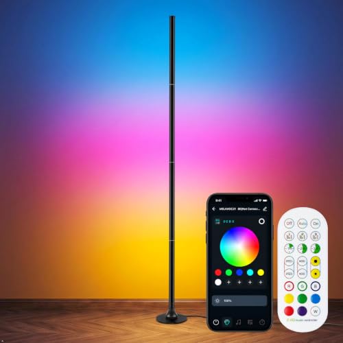 Lampadaire sur Pied RVB pour Salon Contrôle via APP et Télécommande，160 cm