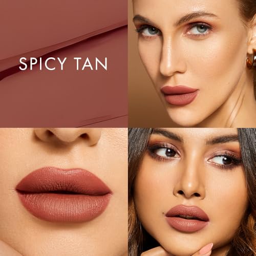 Image of HYUE HydraMatte Liquid Lipstick | Barely Bold Bundle: Mauve-licious, Terracotta-Tease, Spicy Tan | 2.2 ml x 3 | Soft-Matte Long-Wear | With Jojoba, Almond & Gooseberry Extracts | Precision Applicator