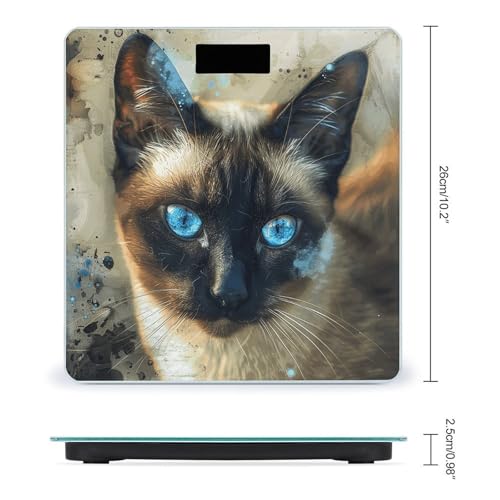 Báscula digital de baño con diseño gato siamés miniatura 2