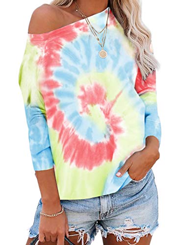 Eytion - Sudadera con estampado de lazo para mujer, manga larga, informal, holgada, talla S-2XL) - Azul - X-Large Cover