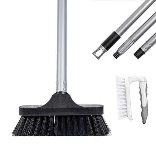 CHOREASY Zimmerbesen mit Stiel 1.3 m, feine Kunstborsten, Staubbesen mit Schraubgewinde 18 cm 18 cm für Küche Büro Schlanke Ecke, Schwarz Cover