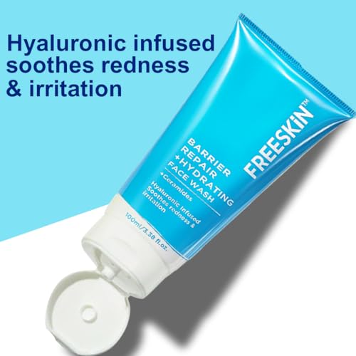 Image of Freeskin Barrier Repair Hydrating Face Wash with Ceramides & Hyaluronic Infused | Soothes Redness & Irritation | Gentle Daily Face wash for Healthy, Moisturized Skin - 100 ml