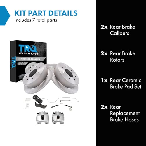 Image of TRQ Rear Brake Pad & Rotor Kit Ceramic Compatible with 2000-2003 Ford F-150 2004 F-150 Heritage