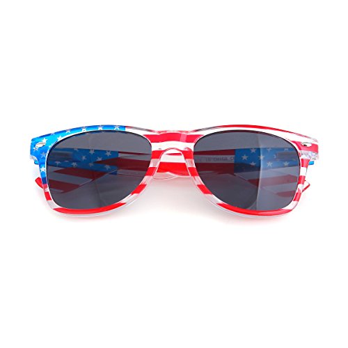 Shaderz Clear American America Usa Flag Sunglasses Frame Retro 80'S Dark Lenses #TOP2