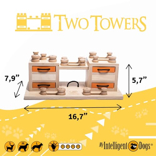 My Intelligent Dogs Interaktives Hundespielzeug Intelligenz - Intelligenzspielzeug für Hunde - Interaktives Spielzeug Hund - Denkspiele für Hunde - Two Towers