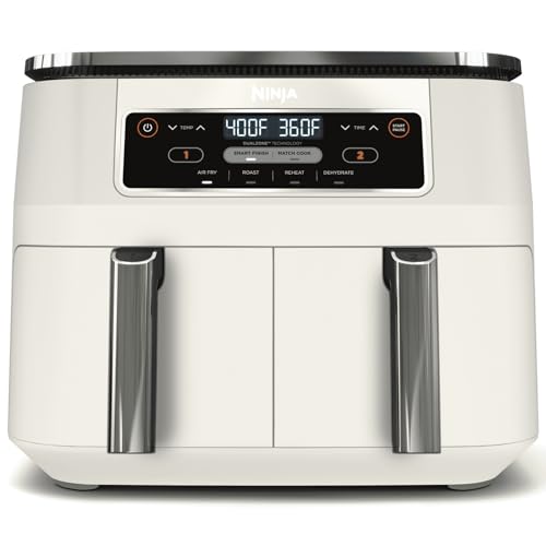 Image of Ninja Foodi 2-Basket Air Fryer With DualZone Technology, 8-Qt Capacity, Match Cook & Smart Finish, 6-in-1 Functions, Cooks 2 Foods at Once, Family-Sized Meals (Bone)