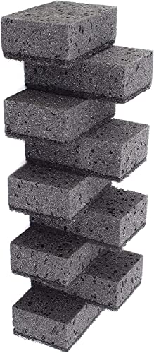 Image of Black Scrub Sponges. Made in Europe. 9 Pack, 4.3x2.8x1.4 inches. Heavy Duty and Non Scratch Fiber. Kitchen Sponges Pack with No Smell. for Dishes and Household Washing