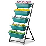 outdoor basic 5-Tier Vertical Garden Bed,Elevated Garden Bed with 5 Garden Planter Boxes Green Raised Garden Bed for Vegetables Herbs Flowers