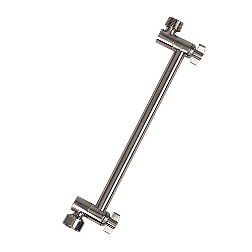 Lordear Solid Brass Brushed Nickel 11 Inch Wall Mounted Extender Rainfall Adjustable Extension Shower Head Arm, Easy For Any Shower Angles Straight Shower Arm #TOP2