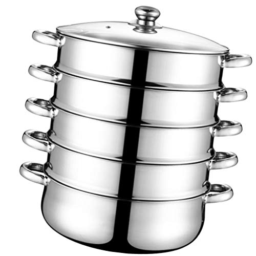 QUSYZD Ollas de Vapor de Acero Inoxidable, ollas de Vapor de 5 Niveles, ollas de Vapor para Sopa con Tapa, ollas de Vapor para Utensilios de Cocina,