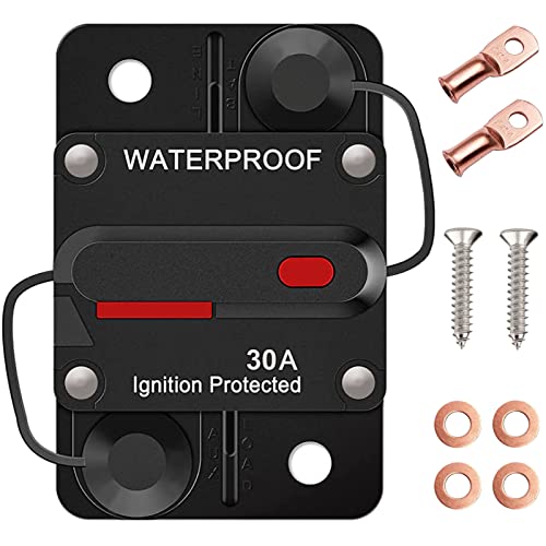 DC 12V-48V Disyuntor Impermeable 30A-300A Disyuntor en Línea de Audio del Coche, Interruptor del Cortacircuitos Disyuntor Portafusibles Bloque de Fusibles Disyuntor de Reinicio Manual para Coche Barco Cover