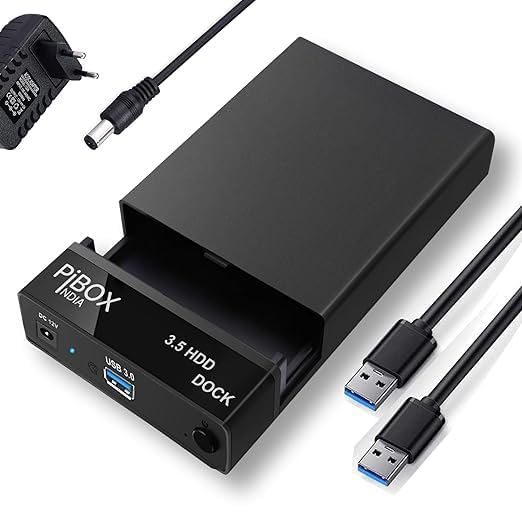 Image of (Refurbished) PiBOXIndia Hard Drive Enclosure,USB 3.0 External Hard Drive Docking Station for 3.5 /2.5 Inch SATA Hard Drives /SSD with 16 TB+, Tool-Free HDD Enclosure D6419E-FLAT - Black