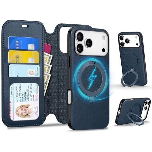 Coque 2 en 1 pour iPhone 17 Pro Max TUCCH étui portefeuille amovible en simili cuir bleu