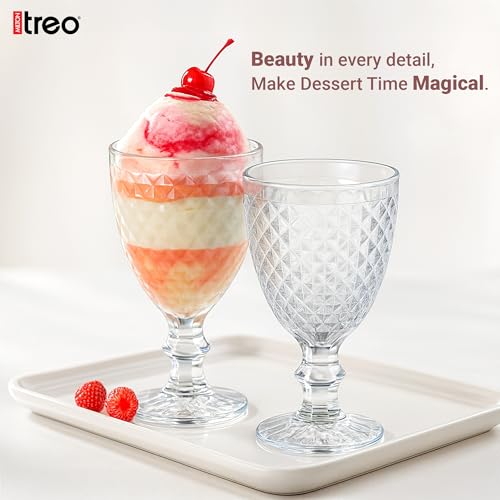 Image of Treo by Milton Astoria Goblet 300 ml I Tall Dessert Bowls with Wide Mouth for Easy scooping Ideal for Serving Sundaes ice Cream or Layered Desserts I for cafes, Parties, or Treats at Home I Set of 6