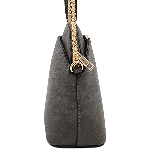Image of FashionPuzzle Faux Leather Small Dome Crossbody Bag with Chain Strap