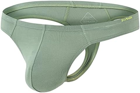 YINYOUYU Mens Thongs Underwear Bulge Enhancing Pouch G String Bamboo Sexy T Back Butt-Flaunting Bikini M Green