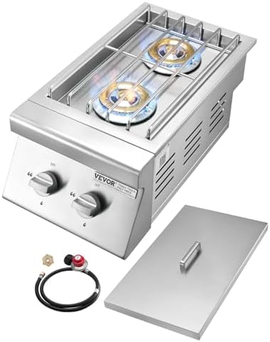 VEVOR Double Grilling Side Burners, 2 x 15,000BTU Liquid Propane ...