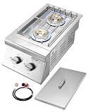 VEVOR Double Grilling Side Burners, 2 x 15,000BTU Liquid Propane Side Burner for Outdoor Kitchen, Convertible...