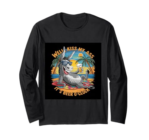 FUNNY BEER TSHIRT. BENE BACIO IL CULO, IT'S BEER O'CLOCK. DIVERTIMENTO Maglia a Manica