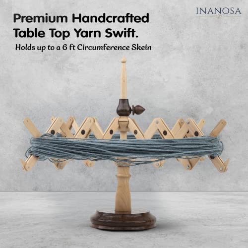 Inanosa Hand Operated Yarn Ball Winder, Table Top Yarn Swift - Wooden Crocheting And Knitting Craft Accessories Combo | Best Gift From Craft Supplies For Crochet Lovers - Rosewood&Beechwood #TOP3