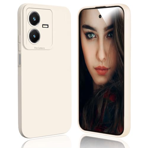 DESSEN Silicone Case for Vivo Y22 / Y22s - Flexible Soft Silicone Cover Shockproof Protective Phone Case Slim Lightweight TPU Bumper Shell Anti-Fingerprint, White