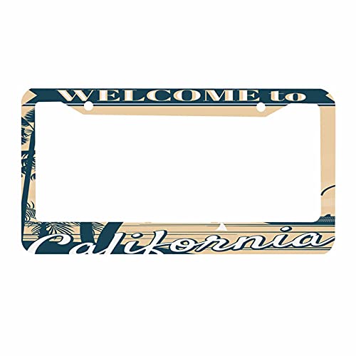 Nicokee Decorative License Plate Frame Welcome To California Car Tag Cover Aluminum Auto License Plate Holder For Men Women #TOP8