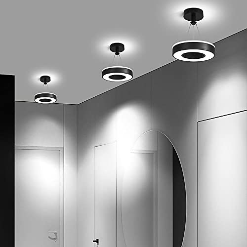 Lámpara colgante de anillo LED moderna e iluminación decorativa de pasillo con panel de metal 6