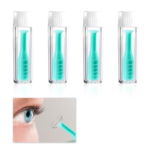 Pack de 4 Aparato para Quitar Lentillas, Ventosas para Poner Las Lentillas Blandas RGP y Blandas, Herramienta Higiénica y Segura, Ideal para Viajeros y Uso Diario, Accesorio para el Cuidado de Lentes