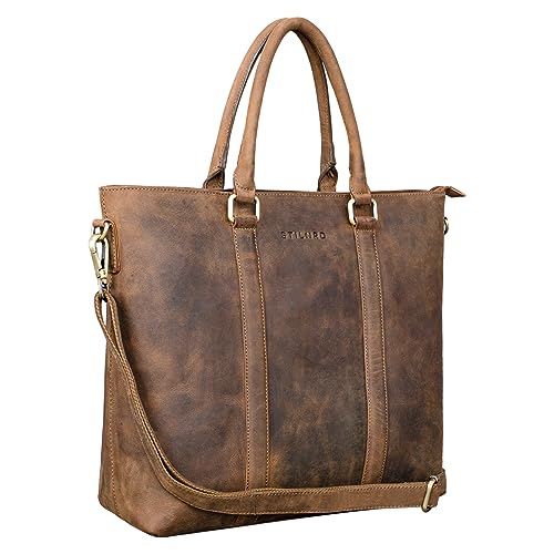 Sac d'affaires en cuir femme STILORD résolvant le manque de place pour votre ordinateur