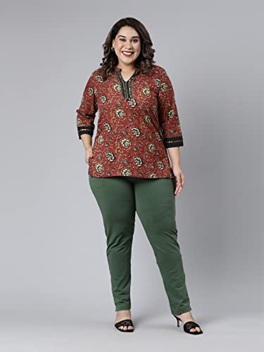Image of GO COLORS Women Solid Cotton Mid Rise Kurti Pants - 3X
